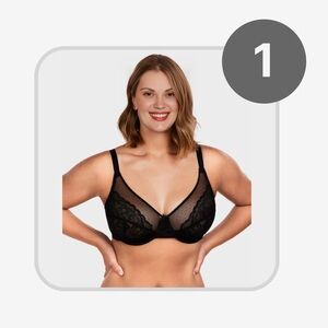 Black Mesh Plunge Bra with Underwire